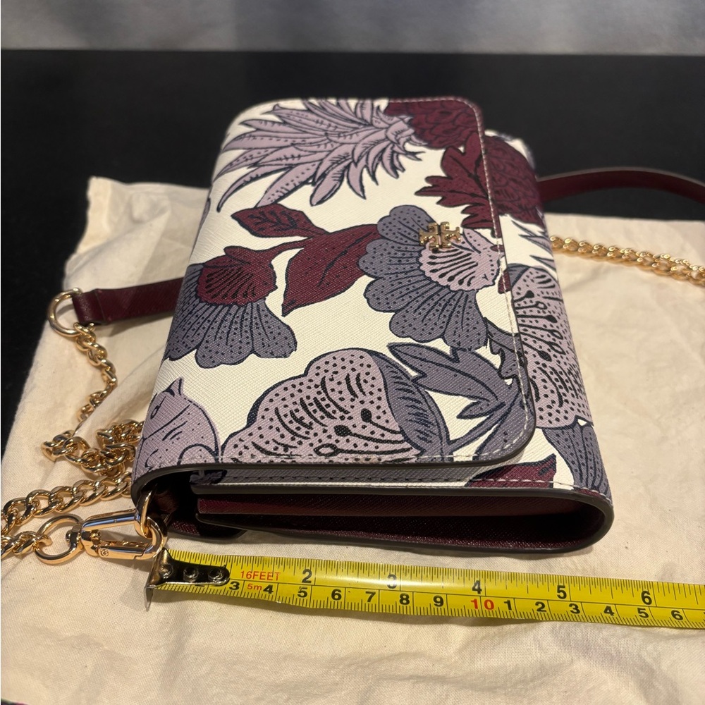 Authentic Tory Burch Leather Gold Chain Crossbody bag convertible wallet purse - Picture 11 of 13